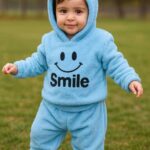 طقم أطفال شتوي فرو ناعم بقبعة – Smile
