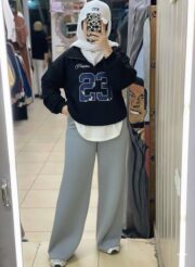 طقم رياضي (هودي نص سوسته + بنطلون وايد ليج) سمر ميلتون