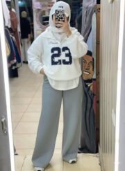 طقم رياضي (هودي نص سوسته + بنطلون وايد ليج) سمر ميلتون - Image 4