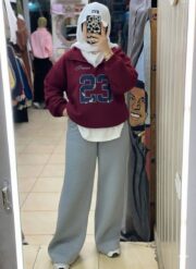 طقم رياضي (هودي نص سوسته + بنطلون وايد ليج) سمر ميلتون - Image 5