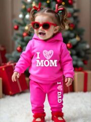 طقم أطفال شتوي أنيق بطباعة I MOM - Image 5