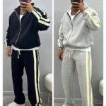 Dynamic Side-Striped Tracksuit - ترنج بلوج المطور بقصة الوايد ليج