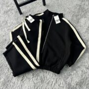 Dynamic Side-Striped Tracksuit - ترنج بلوج المطور بقصة الوايد ليج - Image 4