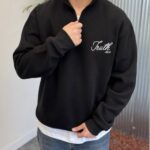 Half-Zip Digital Oversized Sweatshirt - سويت شيرت نص سوستة بطباعة ديجيتال