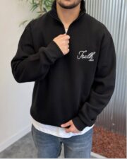 Half-Zip Digital Oversized Sweatshirt - سويت شيرت نص سوستة بطباعة ديجيتال